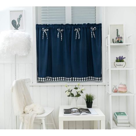 Rideau Fenêtre Poche À Tringle - 137 x 61 cm - Bleu Marine - Polyester - Pour Cuisine Salle De Séjour Chambre Bureau Balcon - 1 Pièce (1/5)