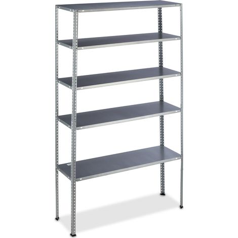 Scaffale portaoggetti modulare a 5 livelli garage officina 185 x 100 x 30 cm in acciaio argentato 130011283