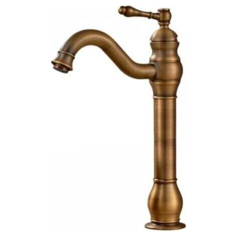 Robinet en laiton Antique, grand robinet de salle de bains, robinet mitigeur à poignée unique, robinet d'évier pivotant à 360 degrés, robinet de lavabo de salle de bains (1/4)