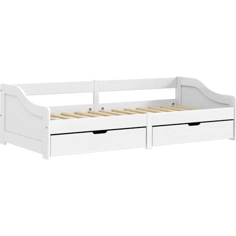 Day Bed with 2 Drawers IRUN White 90x200 cm Solid Wood Pine vidaXL (1/5)