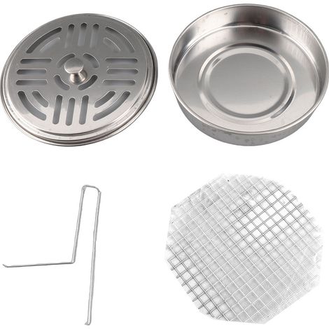 Support rond pour spirales anti-moustiques, disque en acier inoxydable, plateau portable pour spirales anti-moustiques avec couvercle creux (1/5)