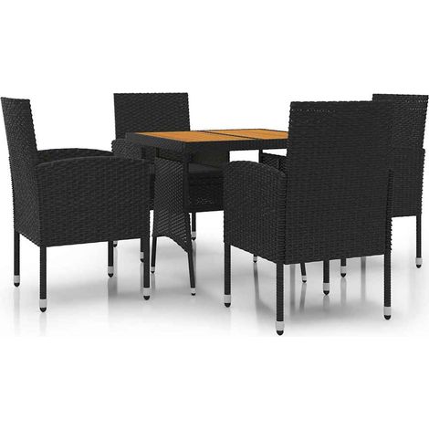 Maison Exclusive - Set da Pranzo per Giardino 5 pz in Polyrattan Nero (1/5)