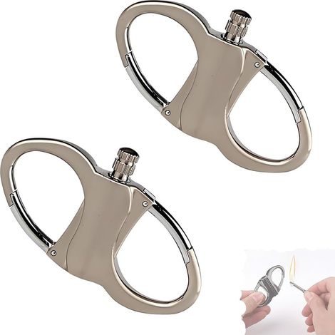 Briquet Porte Clés, Allumettes étanches, Kit D'allumage d'urgence Portable for L'alpinisme, Kit D'allumage de Feu en Pierre et Acier for Camping, Voiture et Maison(Silver+Silver) (1/5)