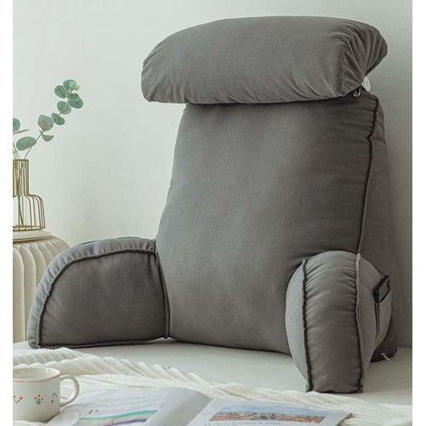 Support de lecture avec accoudoirs et coussin cervical, coussin de soutien souple amovible (gris) (1/5)