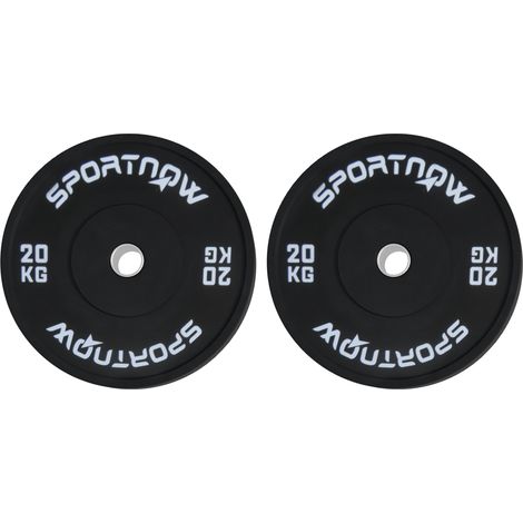 Lot de 2 disques de musculation de 20 kg pour haltères et barres, avec fixation de Ø5 cm. Noir.