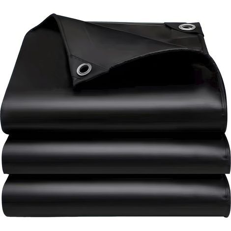 Bâche imperméable robuste 5x4m, bords renforcés, résistante aux UV, adaptée au camping, aux toits et autres emplacements extérieurs, noire. (1/5)