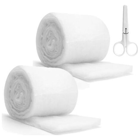 2pcs ouate Filtration Aquarium,1 paire de ciseaux,3m x 12cm x 3cm Matériel Filtration Aquarium,pour Aquarium bac à Poissons (1/5)