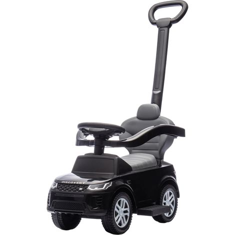 Véhicule à pédales 2 en 1 pour enfants de 18 à 36 mois, LAND ROVER DISCOVERY, avec rangement, poignée amovible et barrière de sécurité, noir. (1/5)