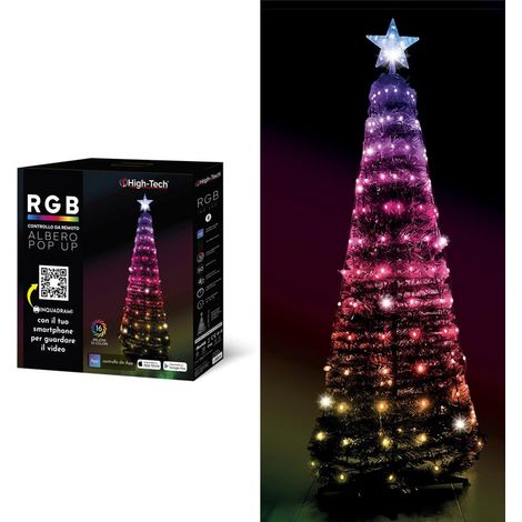 HIGH-TECH ALBERO POP UP PIEGHEVOLE CON 160 LED CM.150 RGB E 16 GIOCHI DI COLORI +TELECOMANDO TRAMITE APP (1/5)