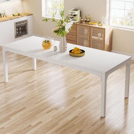 Esstisch 200x70cm für 6-8 Personen, rechteckig, weiß, Metallbeine (1/5)