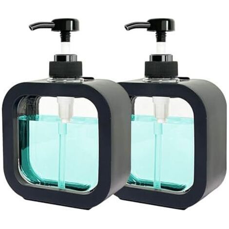 Distributeur Savon, 2 Pièces Flacon Pompe Vide, Distributeur Liquide Vaisselle et Produits Soin Personnel Salle de Bain, Cuisine (300ml 2pcs-Noir) (1/5)