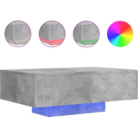 Maison Exclusive - Couchtisch mit LED-Leuchten Betongrau 85x55x31