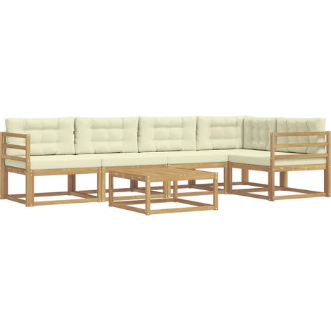 Set di divani da esterno 6 pz Bianco e Crema Poliestere vidaXL (1/5)
