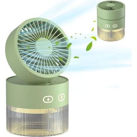 Ventilateur de Bureau USB avec Pulvérisation, Ventilateur Portatif Brumisateur avec 350ml Réservoir DEau (Vert) (1/5)