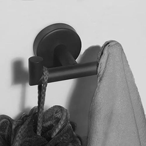 1 set. Colour: Black. Material: Stainless steel. Double stainless steel hooks for towel racks, bath towel holders and coat hooks. (1/5)
