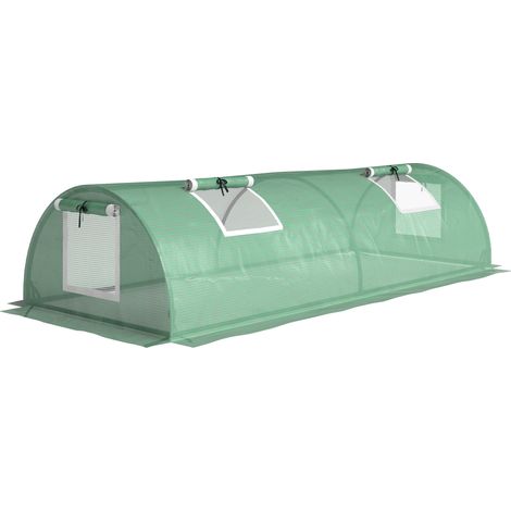 Mini Serre Tunnel Tomates 200x80x45 cm Acier PE Anti-UV 4 Portes Filet Enroulables Vert (1/5)