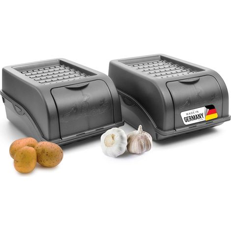 Lot de 2 boîtes rangement pommes de terre 3,5 L gris anthracite