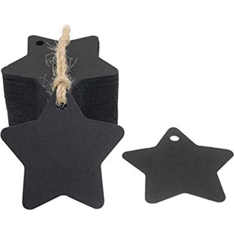Etiquettes Cadeaux Forme Etoile - Papier Kraft 6 cm - Cordes en Jute Prémontées - Pour Mariage Fêtes Noël - Lot de 200