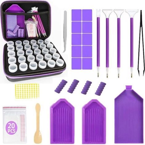 (Wie im Hauptbild gezeigt) Aufbewahrungsbox – Diamantmalerei – Lila – 30 Fächer – Stoßfest – 21 x 17 x 7 cm