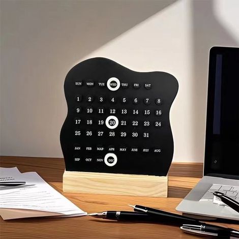 Calendario da scrivania retrò, supporto per calendario da scrivania in legno, calendario perpetuo, calendario Montessori, calendario agenda, calendario mensile, settimanale e per date (1/2)