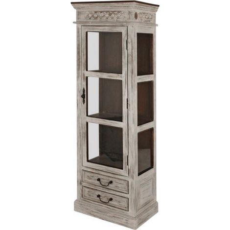 Vitrine 55x40 Manguier ciré Blanc antique CASTLE-ANTIK 207 (1/3)