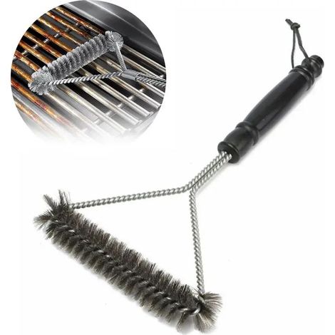 Brosse de nettoyage pour barbecue, poils en acier inoxydable, antiadhésive, accessoire