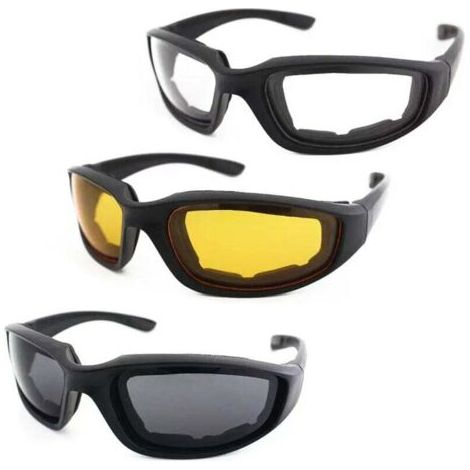 Lot de 3 paires de lunettes de moto rembourrées avec protection UV (1/4)