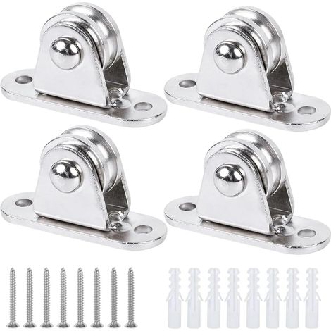 1 Inch Stainless Steel Pulley Block Mini Pulley Kit Duplex Roller Frictionless Silent Heavy Wheel Fixed Pulley Set - 1 Set (1/5)