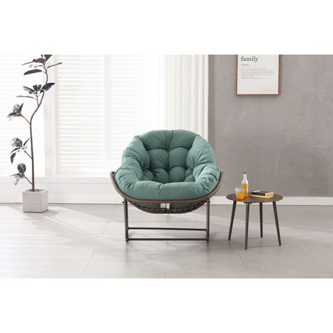 Sillón mecedora de exterior 106x90x78 cm de acero verde claro para balcón – MEUBLIV (1/5)