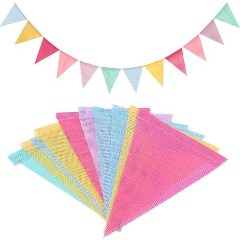 Guirlande Fanions - Lot 48 Drapeaux - Multicolore - Résistant Intempéries - Mariage Jardin Fête - 4 Mètres (1/5)