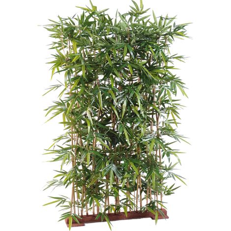 Pegane – Haie artificielle bambou 185 cm – Couleur vert – Socle 95 x 18 cm – Garantie UV 2000 heures – Pour extérieur abrité (1/2)