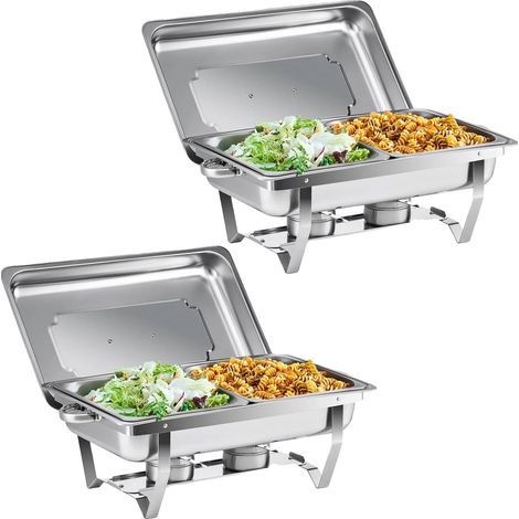 Réchaud, Design à Double Compartiment, Couvercle Isolé, Argent 2pcs (1/2)