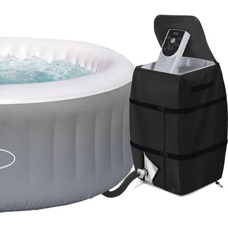Noir,Housse de Pompe de Chauffage de Spa Ajustable et Pliable Couvercle Avec Cordon et Boucle Abri Pompe Piscine (1/5)