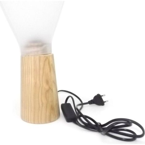 Lámpara de Mesa LED 5W 1300K en Madera y Cristal con Bombilla Efecto Llama (1/2)