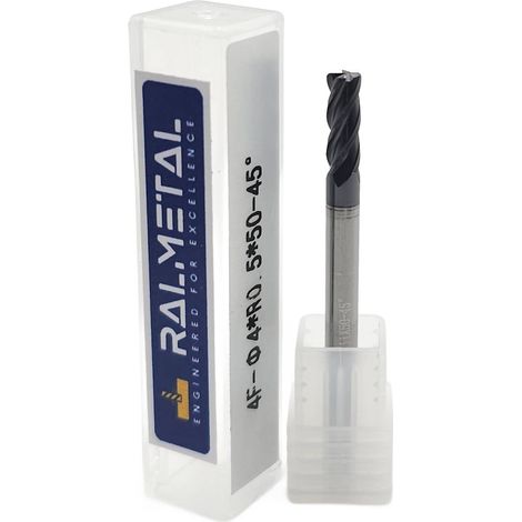 Fresa radiale in metallo duro integrale Fi4 x R0.5 x 50 mm - 45 HRC (1/4)