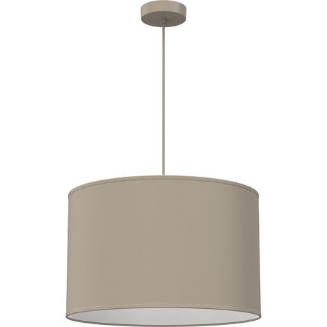 Suspension minimaliste beige 40 cm abat-jour textile E27 15 W (1/2)