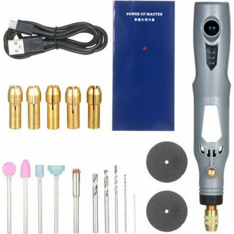 Kit de meuleuse électrique portable - Outil rotatif 3 en 1 - Rechargeable - 21 pièces accessoires (1/4)