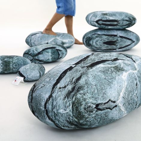 VERCART Stein Felsen Muster Kieselstein Kopfkissen, Akzent Bodenkissen, Kinder Spielen Dekokissen, Zuhause Natur Dekorations Kissen, Hintergrund Requisiten Kissen, Ottomane und Poufs, Velours, 7 Stück