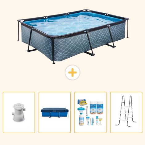 Exit-toys Piscine Exit Rectangulaire - Effet Pierre - 300x200x65 cm - 5-pièces SCB64 (1/5)
