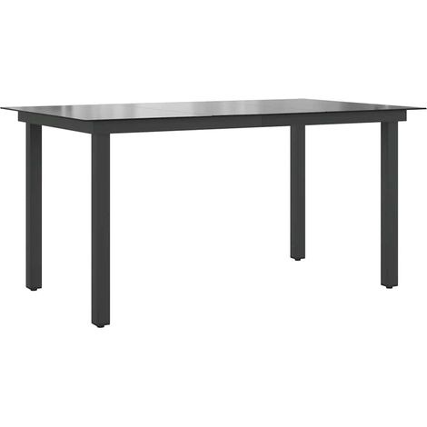 Table de jardin Table d'extérieur  Table d'appoint Noir 150 x 90 x 74 cm Aluminium et verre 53979