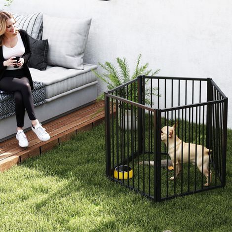 Parc pour chien, enclos pour animaux de compagnie, 5 panneaux, clôture pliable et portable, sécurisé, noir (1/5)