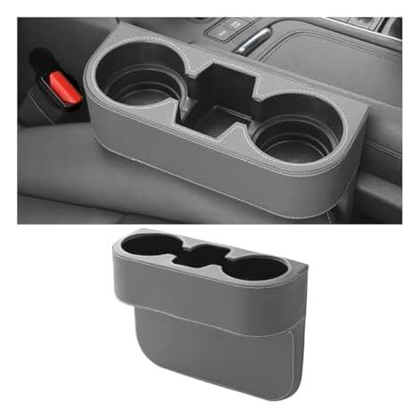 Organisateur de siège auto 21x28x7 avec porte-gobelet, en cuir PU, boîte de rangement pour siège avant pour téléphones portables et portefeuilles (1/5)