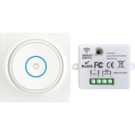 Kit Interrupteur Sans Fil Auto-Générateur 220 V avec Récepteur RF pour Contrôle Éclairage à Distance Jusqu’à 100 Mètres (1/5)