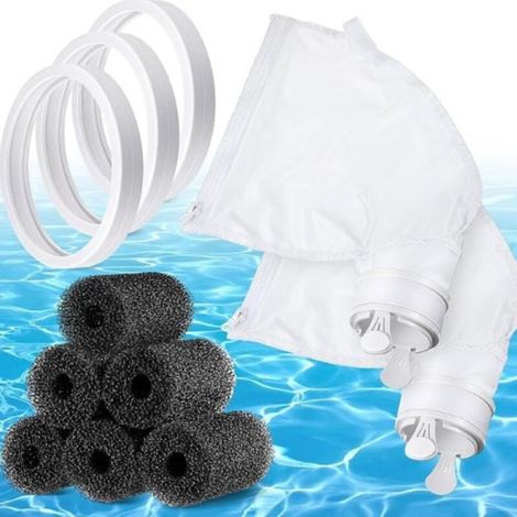 ZVD Sac de rechange en nylon à fermeture éclair (pour Polaris 280 et 480 uniquement) + roue de secours en caoutchouc souple + brosse en mousse pour queue de robot pour Polaris (sac universel 280 480) (1/4)