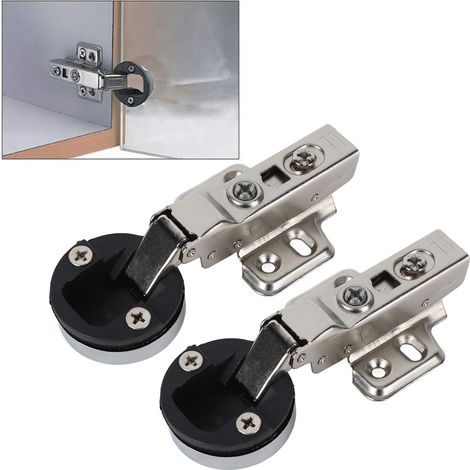 Bisagras de 2 unidades para puertas de vitrinas, 35 mm, acero inoxidable 201, sistema de amortiguación hidráulica silenciosa. (1/5)