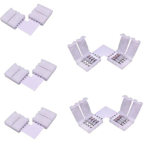 Lot de 5 Connecteurs/ Raccords Rapides en L à Ruban LED RGB 5050 Connecteur d'angle de Bande LED Connecteur à Angle Droit 4 Broches pour SMD 5050 RGB LED Strip de 10mm de Large [Classe énergétique A++ (1/5)