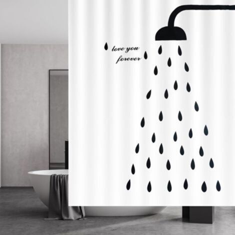 Shower Curtain 180x200 cm, Quick-Drying Shower Curtains, Anti-Mold Waterproof Fabric Washable Bathroom Accessory with 11 Hooks