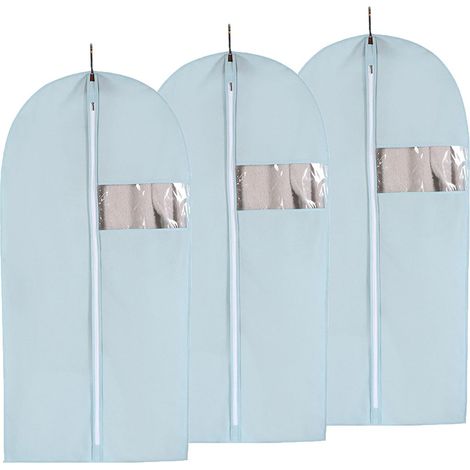 Set di tre sacchetti porta abiti con cerniera per riporre giacche, cappotti, vestiti, abiti da sera e tailleur Colore: Blu Dimensioni: 60100 cm (1/4)