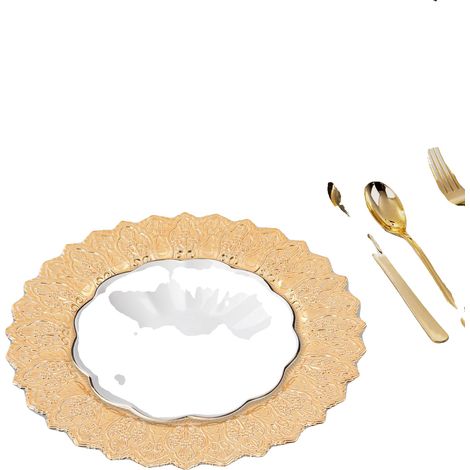 Assiettes de Charge, 33 cm de Diamètre, Matériau PP Durable, Forme Ronde, Design Texturé, Empilables (1/5)