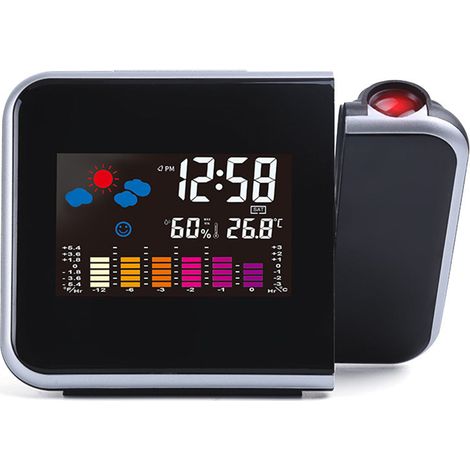 Despertador De Proyección Digital MINKUROW Con Higrómetro De Temperatura, Hora, Fecha, Pantalla Lcd, Negro (1/5)
